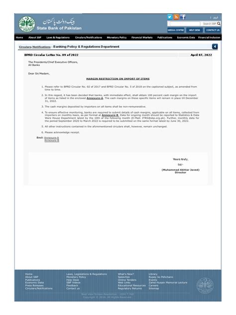 sbp circulars & notifications.